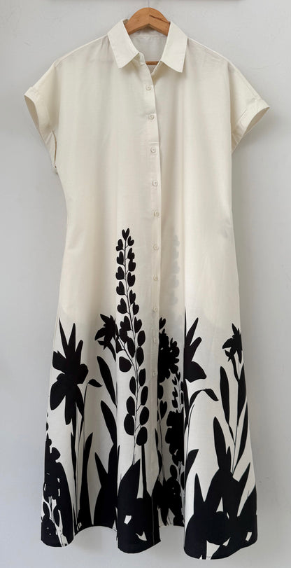 Φόρεμα ποπλίνα με σχέδιο LILIA off white