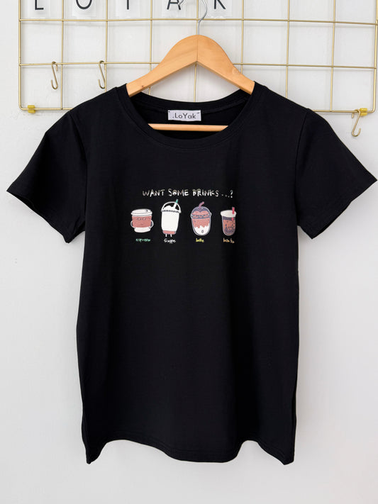 T-shirt με σχεδίο COFFEE black