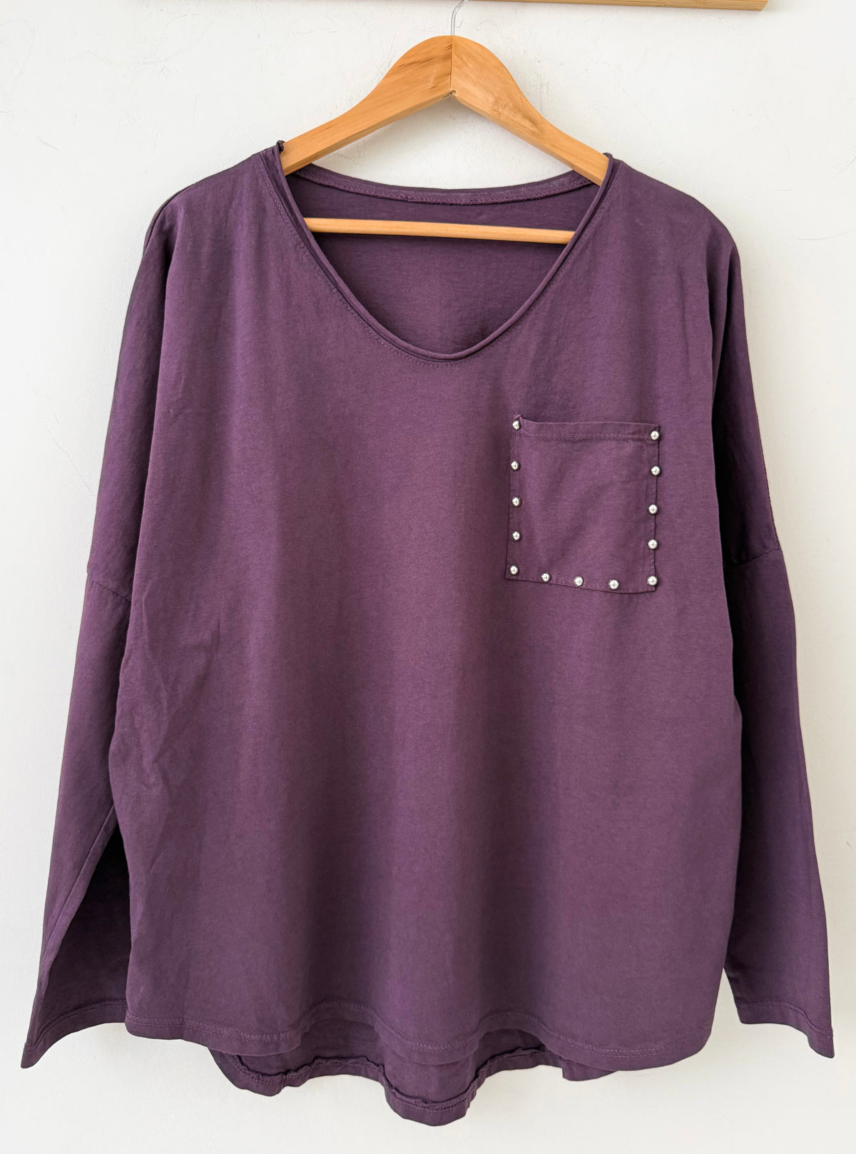 Μπλούζα βαμβακερή με τσέπη NIORI purple