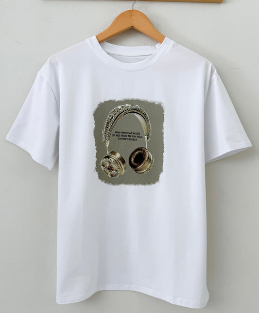 T-shirt με σχεδίο HEADPHONES white