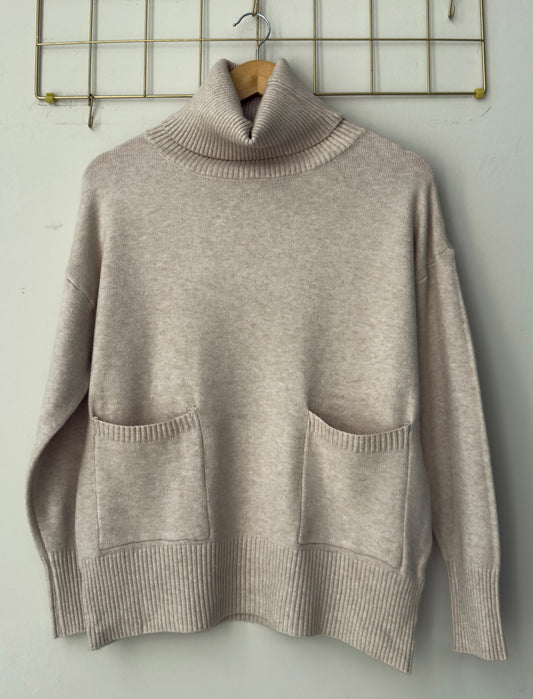 Μπλούζα πλέκτη ζιβάγκο BIZE beige