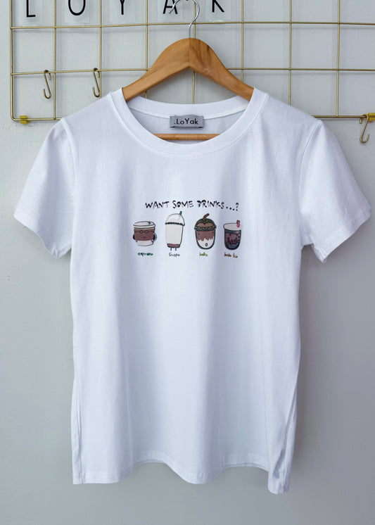 T-shirt με σχεδίο COFFEE white