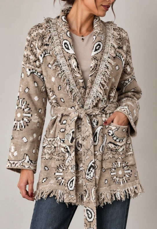 Ζακέτα PAISLEY BANDANA beige