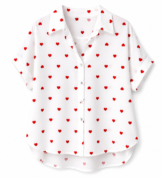 Πουκάμισο LITTLE HEARTS white/red